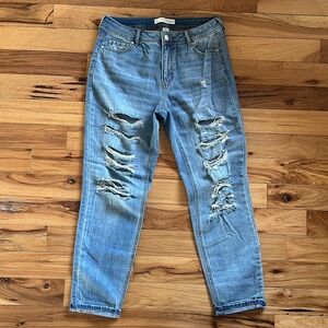 CATO Highrise Distressed Girlfriend Jeans